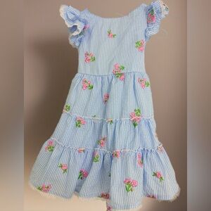 Rare Editions Blue and White kids dress